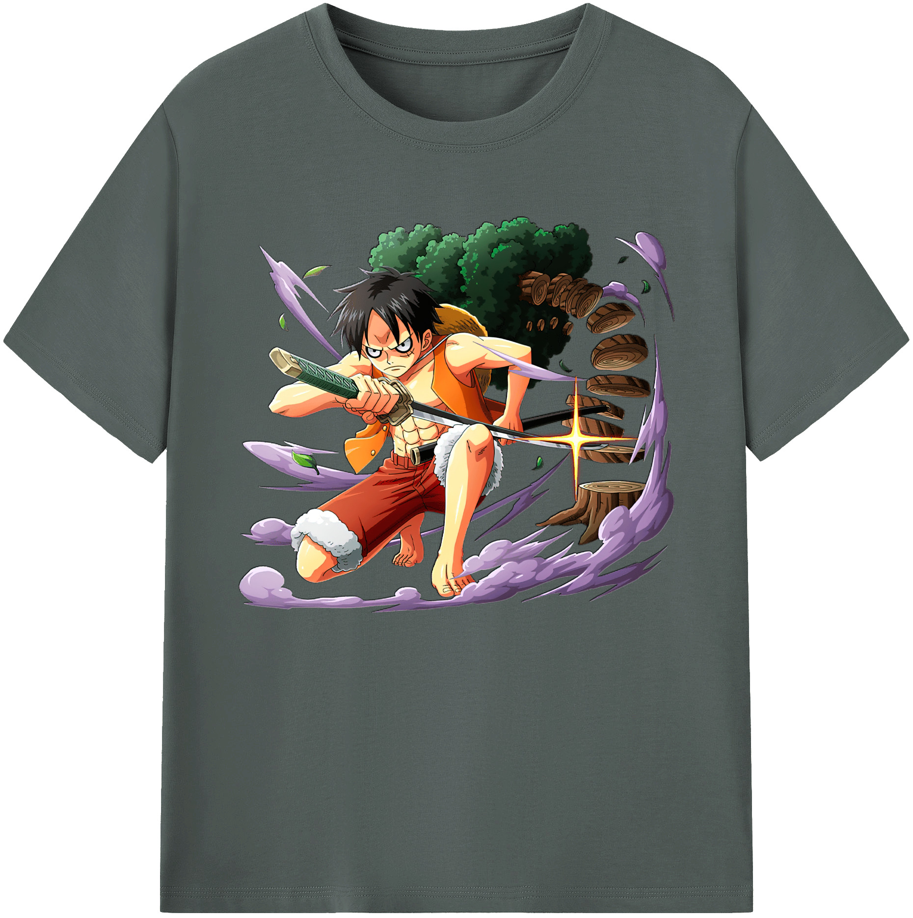 ワンピース モンキー・D・ルフィ ONE PIECE Monkey D. Luffy 綿100％ メンズ半袖Tシャツ｜肌触りやわらか＆通気性